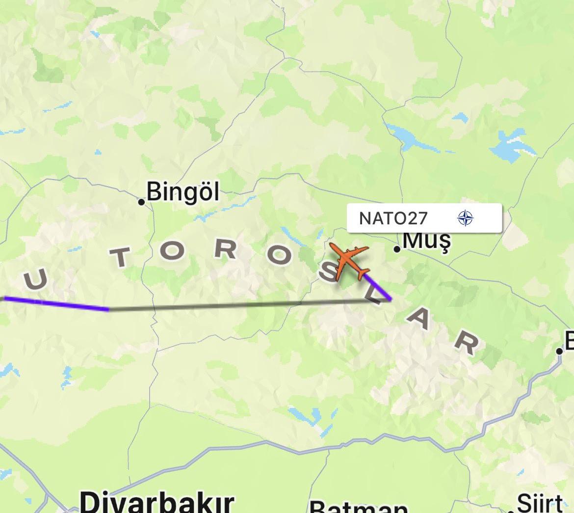 NATO’ya Ait AWACS Uçağı Muş Semalarında Uçuyor